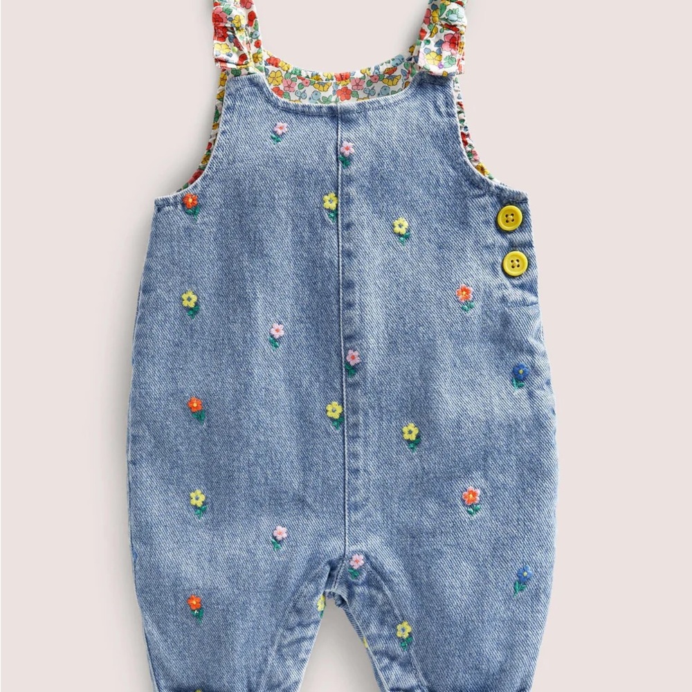 🌺 NWT Boden Floral Embroidered Denim Overalls